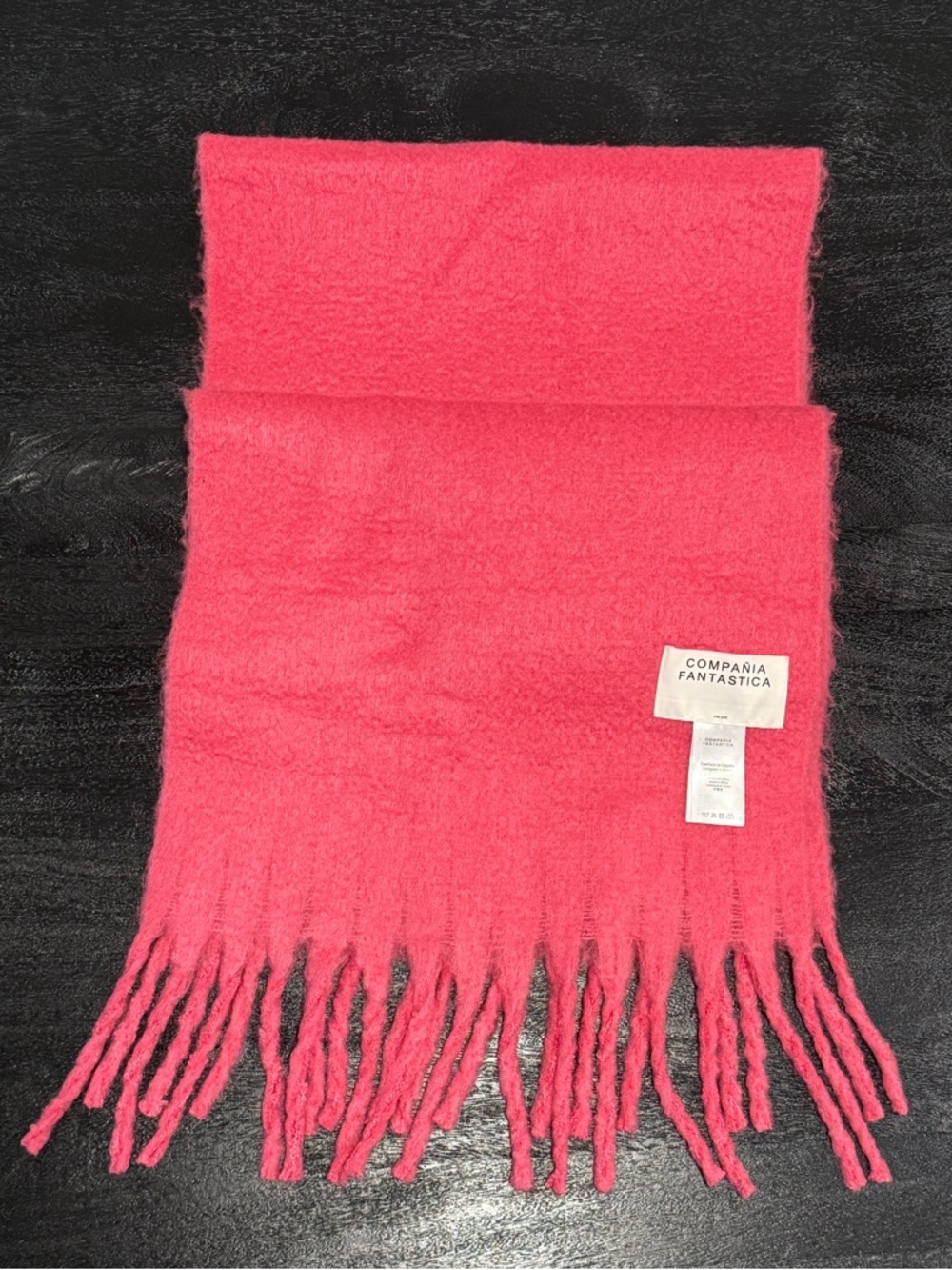 Pink Fringe Scarf Acrylic Soft Winter Wrap 80 x 17